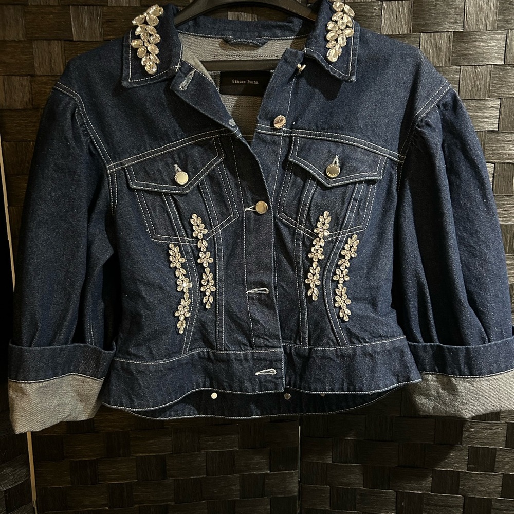 Simone Rocha Blue Embellished Jean Jacket